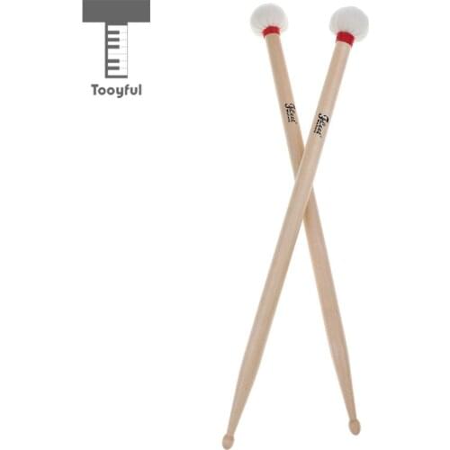 Tooyful 2 Pieces 5B Soft Cotton Hammer Head Drumsticks Mallets for Jazz Drum Cymbal Timpani Replacement Parts
