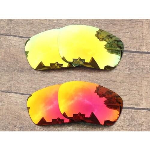 Vonxyz 2 Pairs Ruby Mirror & 24K Mirror Polycarbonate Replacement Lenses for-Oakley Jawbone Frame