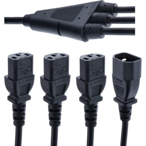 Y Type Splitter Power Extension, IEC 320 C14 Plug to C13 Three Connectors Power Cord,C14 to 3ways C13,10A,30cm