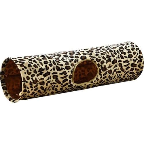 Funny Pet Tunnel Cat Play Tunnel Brown Foldable 1 Holes Cat Tunnel Toys Kitten Cat Toy Bulk Cat Toys Rabbit Play Tunnel Leopard