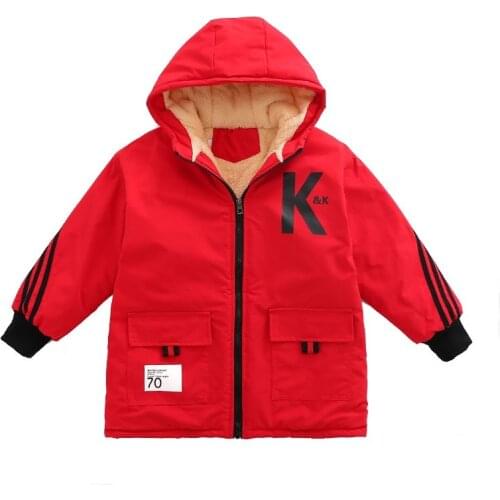Winter Polyester Jacket For Boy New 2021 Korean Version Plus Velvet Thick Fashion Coat Mid-Length Outerwear Childrens Clothing