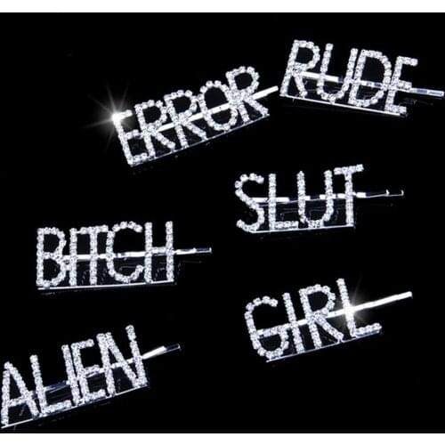 1pcs Fashion Women Girls Letter Word Rhinestone Crystal Hairpin Hairclips Hair Clip Grip Pin Barrette Ornament Hair Accessories