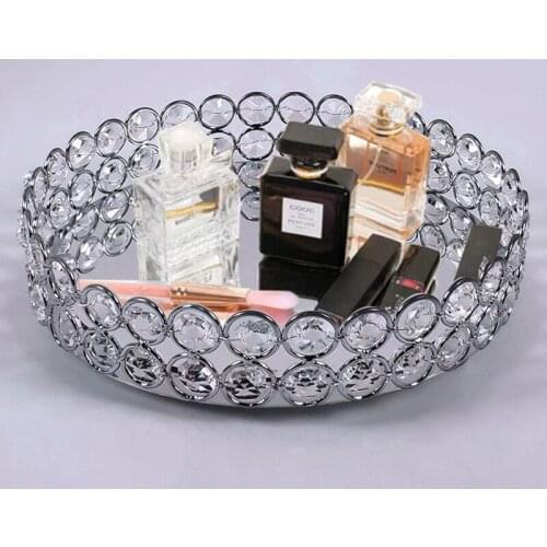 1pc silver nordic Mirror crystal Style Storage Baskets Box Simplicity Style Home Organizer For Jewelry Necklace Dessert Plate