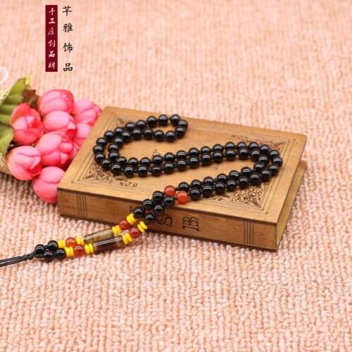 10Pcs/Lot Gold Gem Necklace Sweater Chain Pendant Rope Hand-woven Black Agate Beads Men and Women Homemade Jewelry DIY Materials