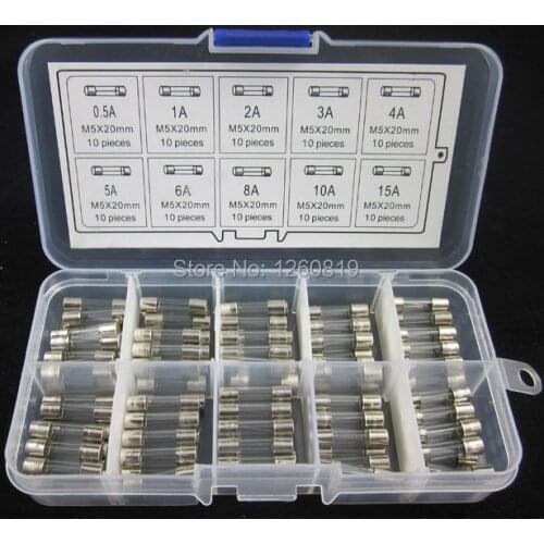 100pcs 5x20mm Quick Fast Blow Glass Tube Fuse Amp 0.5A 1A 2A 3A 4A 5A 6A 8A 10A 15A AMP new