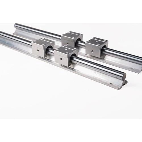 2pcs 12mm Linear Guide SBR12 L=500mm Aluminum Linear Rail Shaft Support + 4pcs SBR12UU Linear Bearing Blocks Linear Guideway Set