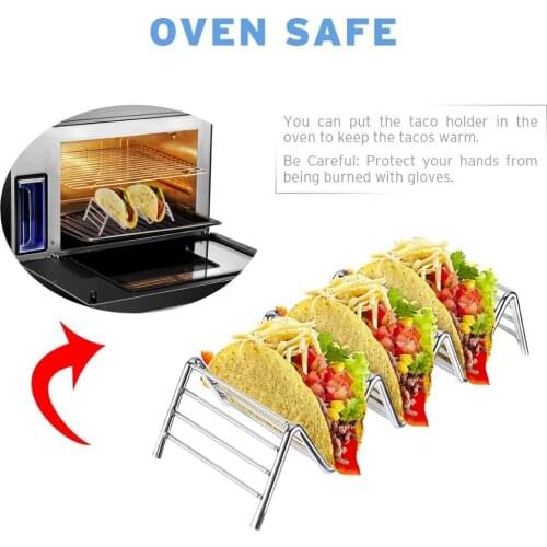 2pcs Food Rack Taco Holders Stainless Steel Taco Rack Shell Mexican Pizza Taco Shell Holder Stand Home Bar Restaurant Food Show