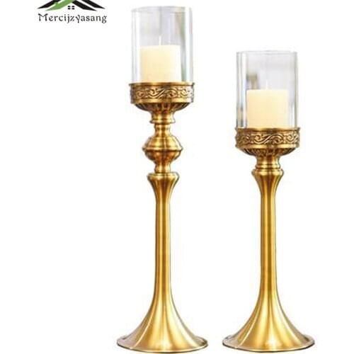 2Pcs/Lot Nordic Candle Holder Table Glass Candlestick Geometric Romantic Candle Holders for Wedding/Dinner Decoration GZT114