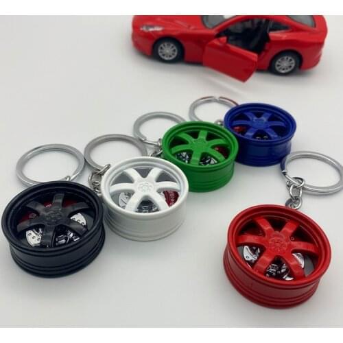 Car Wheel Turbo Keychain Key ring with 360 degree Brake Discs Tire Wheel Keychain Auto Car Key Chain Keyring For BMW Audi fans