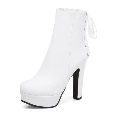 Big Size 9 10 19 boots women shoes ankle boots for women ladies boots Plain side zipper round head