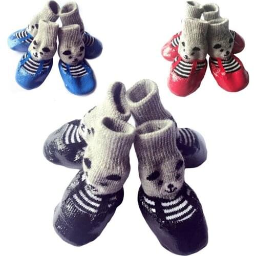 Pet Boots Socks S/M/L Size Dogs Cats Waterproof Rain Shoes Non-slip Rubber Puppy Shoes 4 Pieces/Set