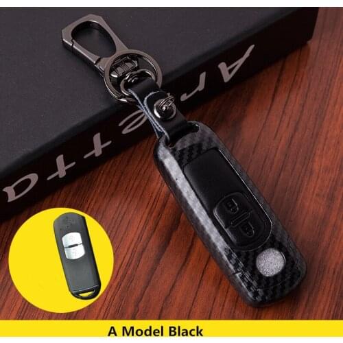 Carbon fiber Leather Car Remote Key Case Cover For Mazda 2 3 6 Axela Atenza CX-5 CX5 CX-7 CX-9 2015 2016 2017 Smart 2/3 Buttons