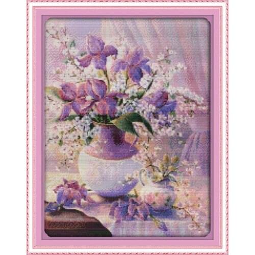 Purple vase dream romantic furniture sewing wall decoration cross stitch kit DIY crafts paintings