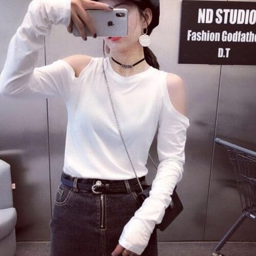 Cotton round Neck Long-Sleeved T-shirt Womens Autumn Top Woman Tshirts Tops Mujer Camisetas