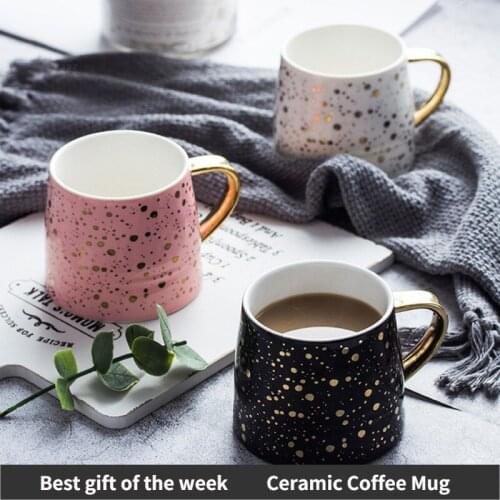 Ceramic Coffee Mug Milk Cup Drinkware Starry Sky Pattern Teacup Simple Creative Mugs Pink Black White Funny Coffee Cups