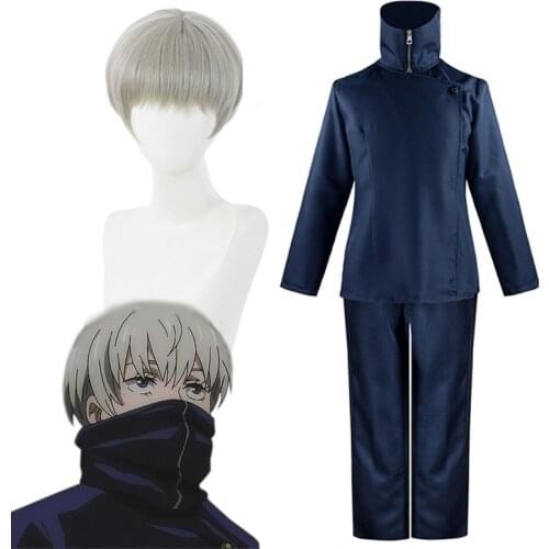 Anime Jujutsu Kaisen Cosplay Costume Toge Inumaki Wig Top Pants Halloween Party School Uniform Costumes