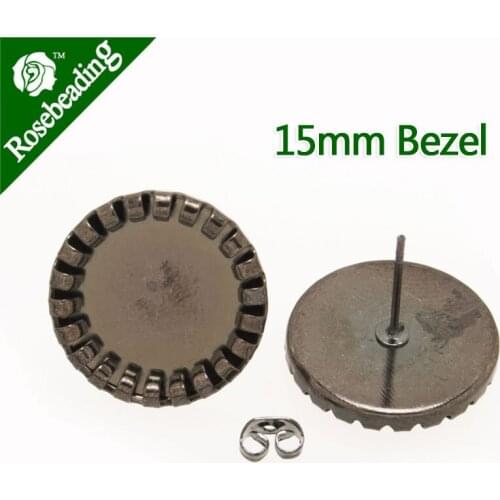 15MM Round Gun Metal Black Plated Stud Earrings Blank/Base,fit 15MM glass cabochons,earring bezels,buttons,sold 20pcs per lot