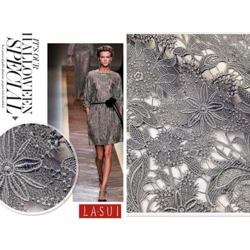 Lasui hotsell Polyester silk water soluble lace fabric clearance processing hollow 3D embroidery vogue clothing Dess S0038