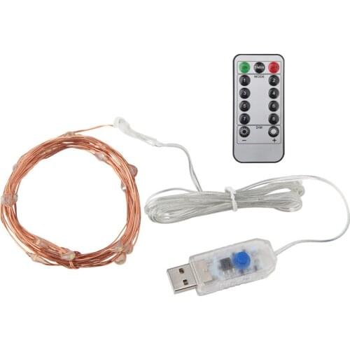 5m 10m Indoor Outdoor Copper String light Remote Control Timing battery USB Garden Light for Wedding Party Christmas Decoration