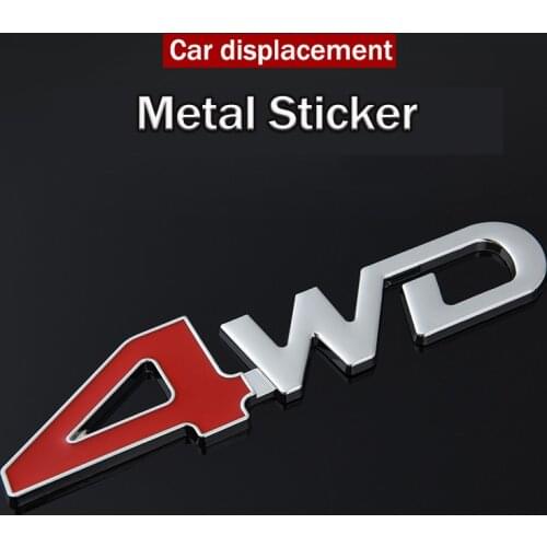 3D Car Metal 4WD Sports Displacement Emblem Badge Sticker 1.8T 2.0T 3.0T Turbo Engine Rear Trunk Decals Auto Styling