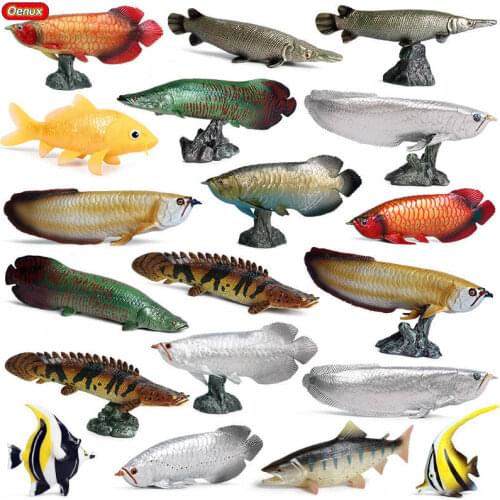 Oenux Simulation Sea Life Animals Fish Model Action Figures Ocean Fish Sailfish Piranha Carp Aquarium Animal Figurines Kids Toy