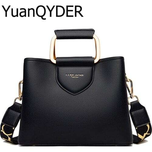 Fashion Womens Top-handle Bag with Metal Handle Letter Design Female Handbag Luxury Lady Genuine Leather Crossbody Shoulder Bag