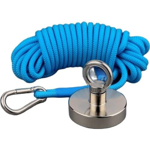 600lbs Super Earth Magnet Powerful Neodymium N52 Permanent Magnet Design Fishing Magnets with 10m Rope Magnetic Material Base