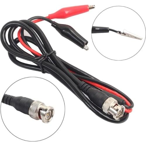 DIY Test Probe Leads Male Plug to Dual Alligator Clip Oscilloscope Crocodile Clips Roach Clip Cable 1m BNC Tool Accessories