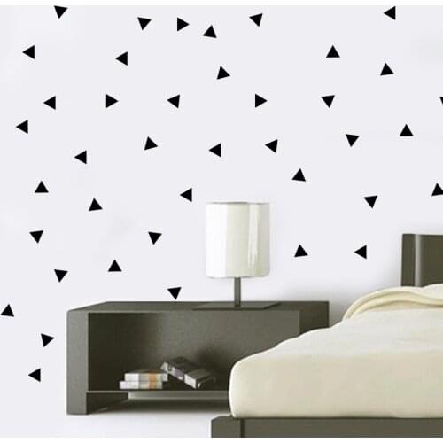5cm Triangles Wall Stickers, 154pc/Sheet Black DIY Modern Vinyl Wall Art Home Decor, Baby Nursery Kids Room Wall Decals