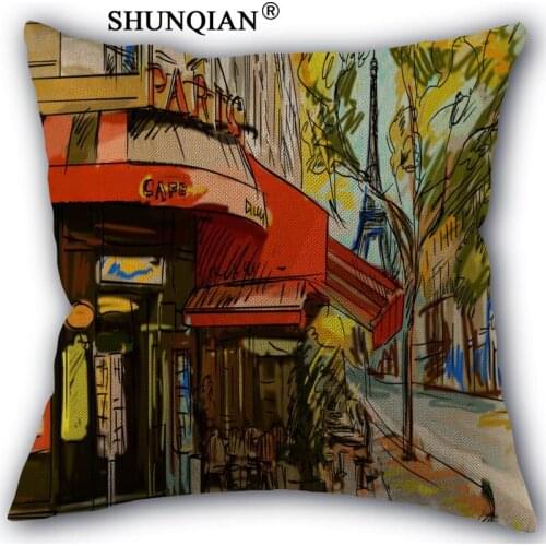 Custom paris painting Pillowcase Custom cotton pillowcases decorative beauty Home Furnishing customized pillow