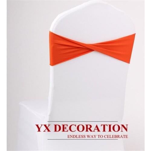 New Design Crooked Lycra Band Spandex Chair Sash Tie Bow For Banquet Wedding Decoration