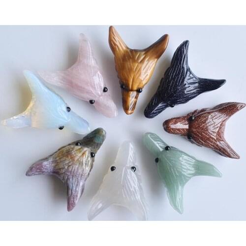 Wholesale 2pcs/lot 2020 new Fashion natural stone Carved Wolf Head shape Pendants for jewelry making Free shipping