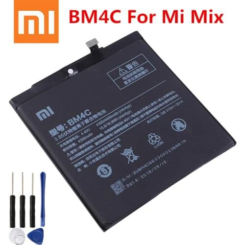 Original Phone Battery for Mi Mix Battery Xiaomi MiMix BM4C Replacement Batteries Xiomi bateria for xiaomi Mi Mix 4400mAh