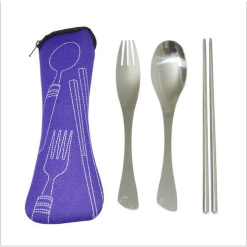 Lunch Portable Stainless Steel Dinnerware Tableware Sets Cutlery Three-piece Environmentally Outdoor Travel 100sets/lot