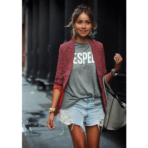 Simple Street Blazer Jacket Women All-Match Slim Casual Plaid Blazer Office Lady Fashion Red Single Button Lapel Cool Style Suit