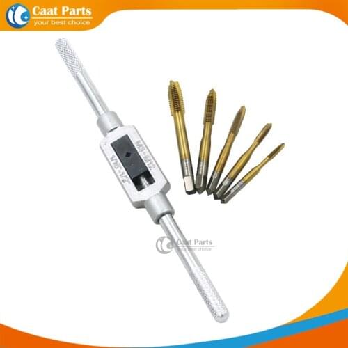Hand Screw Thread Metric Plug Tap Straight Slot Machine Tap Wrench M3-M12(1/16''~1/2") With Adjustable Tap Wrench Tool Suite