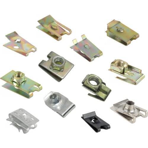 Car Truck Chassis Guard Mudguard Self-Tapping Screw Metal U Type Base Clip Auto License Plate Fender Iron Sheets Fastener Clamp