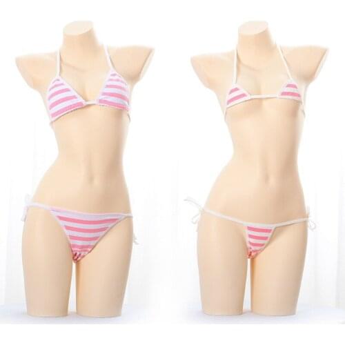 Sexy Lingerie Pornos Suit Erotic Underwear Blue Pink White Striped Mini Bikini Adult Sexy Lingerie for Women Free Shipping