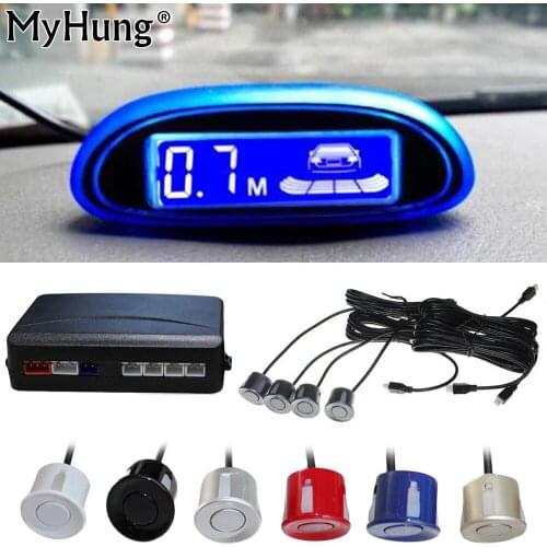 Myhung Parking Sensor Blue Screen Car Parking Assistance 4 Sensors And Led Display Reverse Backup Radar Monitor Detector System