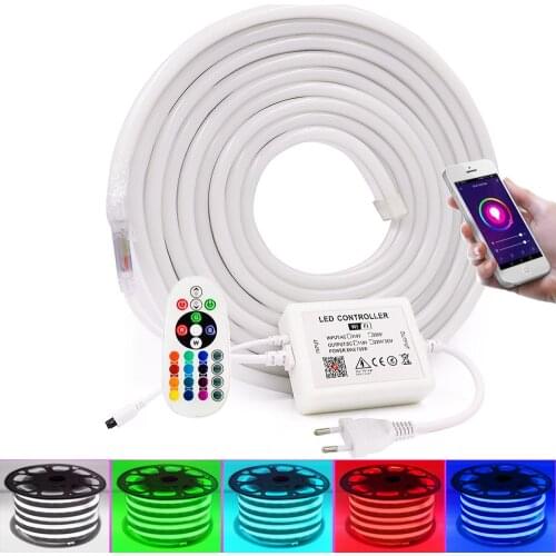 WIFI Bluetooth RGB Neon Strip Light Lamp 110V 220V SMD 5050 Flexible LED Neon Rope Light White /Warm White 2835 LED Strip