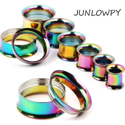 JUNLOWPY Piercing Plug Internally Threaded Rainbow Ear Plug Mix 5~20mm 72pcs/lot Body Piercing Jewelry Ear Flesh Tunnel