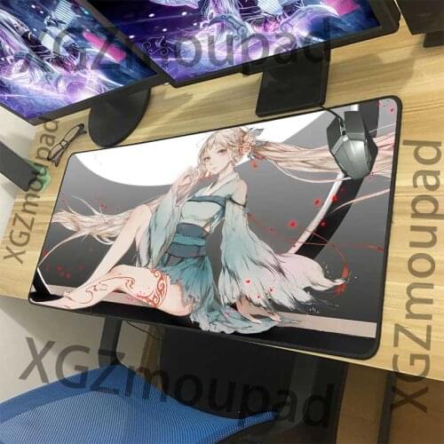 XGZ Ink Style Sexy Girl Comics HD Large Mouse Pad Black Exquisite Lock Edge Computer Table Mat Rubber Non-slip 900x400/600x300