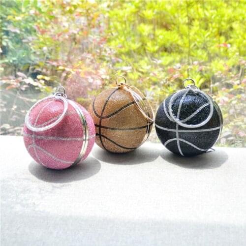 Rhinestone Basketball Evening Bag Womens Wedding Clutch Party Purse Handbag Chain Shoulder Dinner Bags