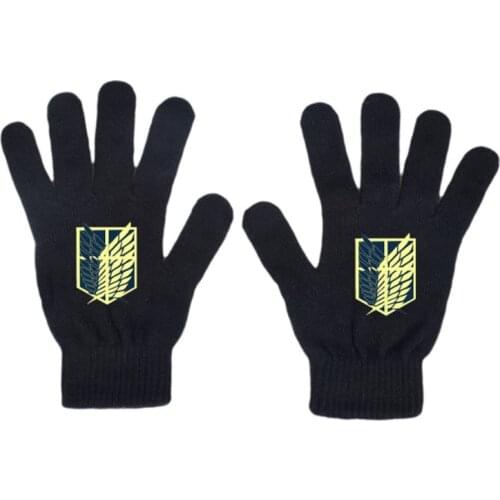 Anime Attack On Titan Fans Winter Gloves Thicken Warm Kinitted Stretch Gloves Cotton Outdoor Glove