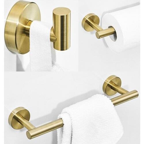 Frap Gold Bathroom Hardware Set Paper Holder Towel Rack Robe Hook Towel Bar Stainless Steel Bathroom Accessories Y38124-1