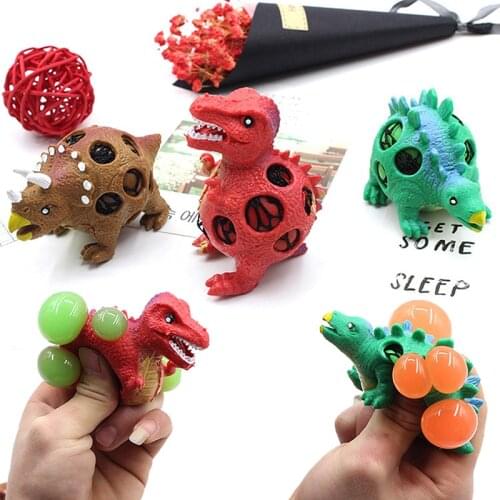 1PCS Novelty Dinosaur Squishy Mesh Ball Grape Squeeze Relief Autism Toys Kids&Adult Anti-Stress Toys Stress Reliever Toys
