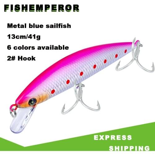 1PCS Wobbler Minnow Fishing Lure 130mm 41g 2# Hooks Hard CrankBaits Allblue Fishing Lure Articulos De Pesca Leurre Mer Kunstaas