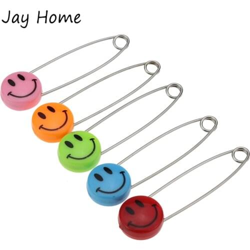 10-50Pcs Smiley Face Safety Pins Locking Baby Cloth Diaper Nappy Pins 5.5CM Cute Smile Face Safety Pins DIY Fabric Sewing Pins