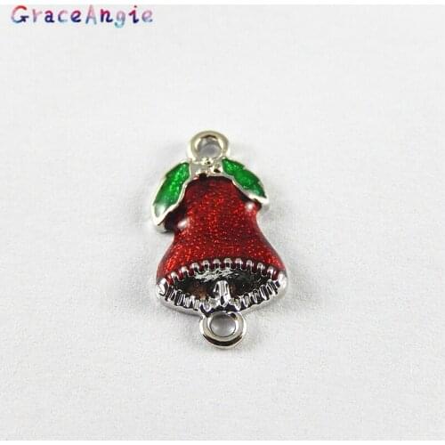 GraceAngie 10PCS Baby Favors Charms Christmas Bells Key Chain Pendant Enamel Decoration Handmade Women DIY Jewelry Findings