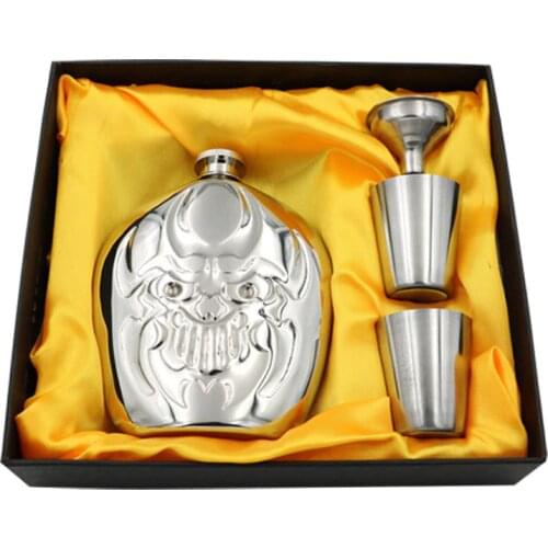 100-200ml Creative Deities Wine Pot Ghost Jug Kit with Funnel Cup Idol Mirror Wine Outdoor Gifts Vodka Spirits Hip Flask